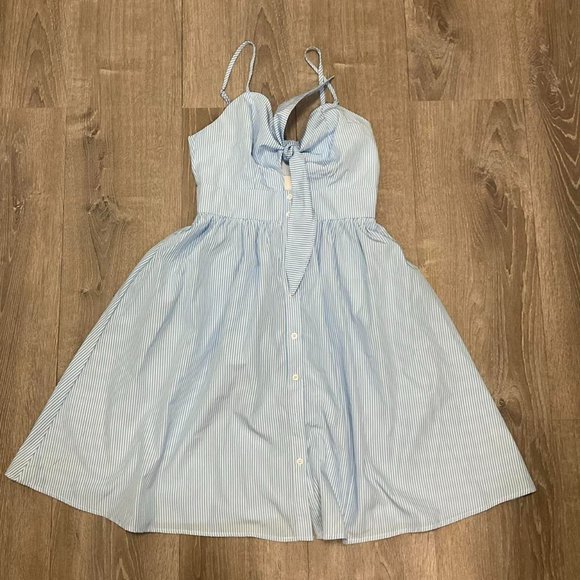 blue and white stripe zaful dress with front tie - Picture 1 of 2